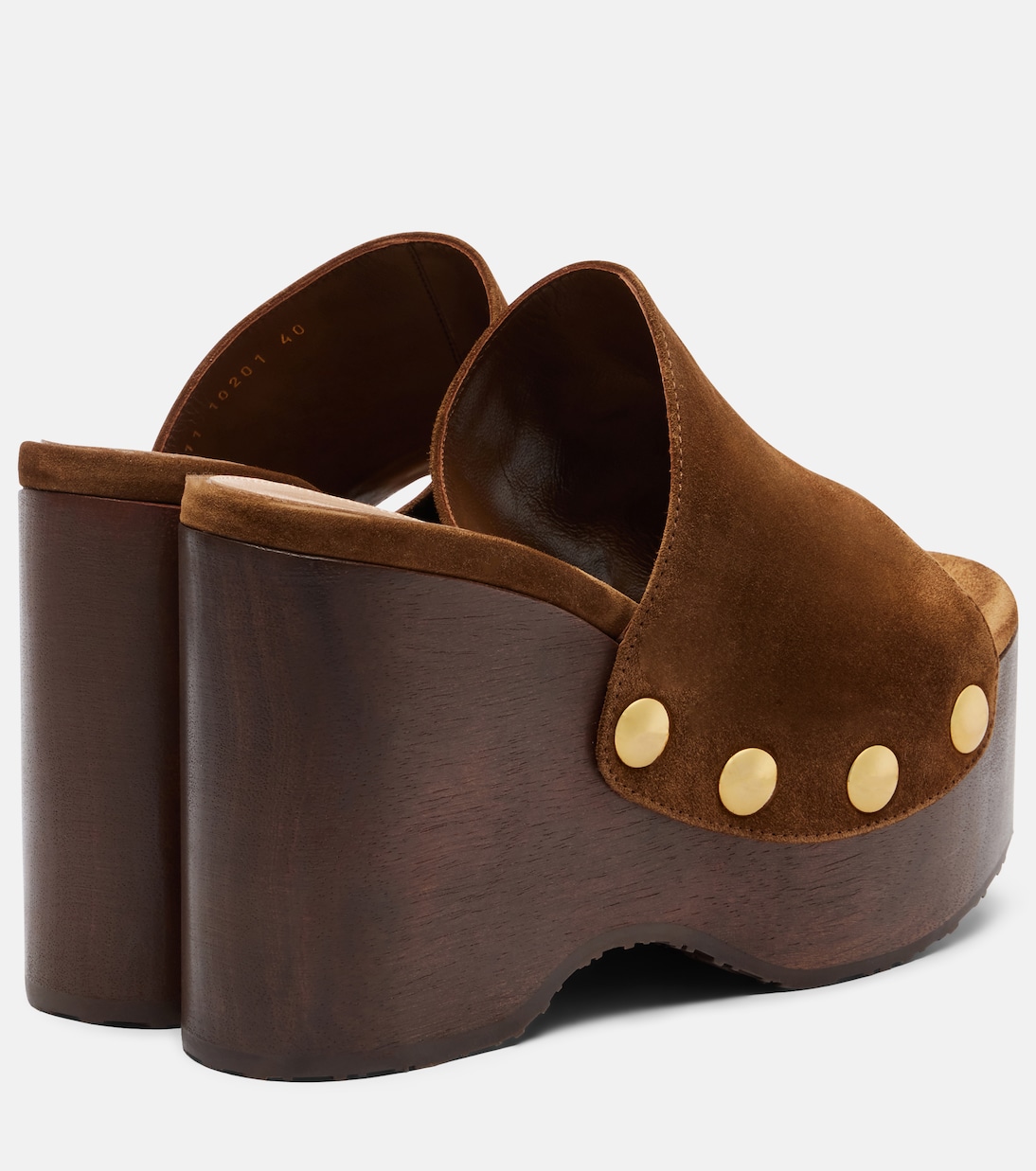 Mules compensées en daim à clous | Gianvito Rossi