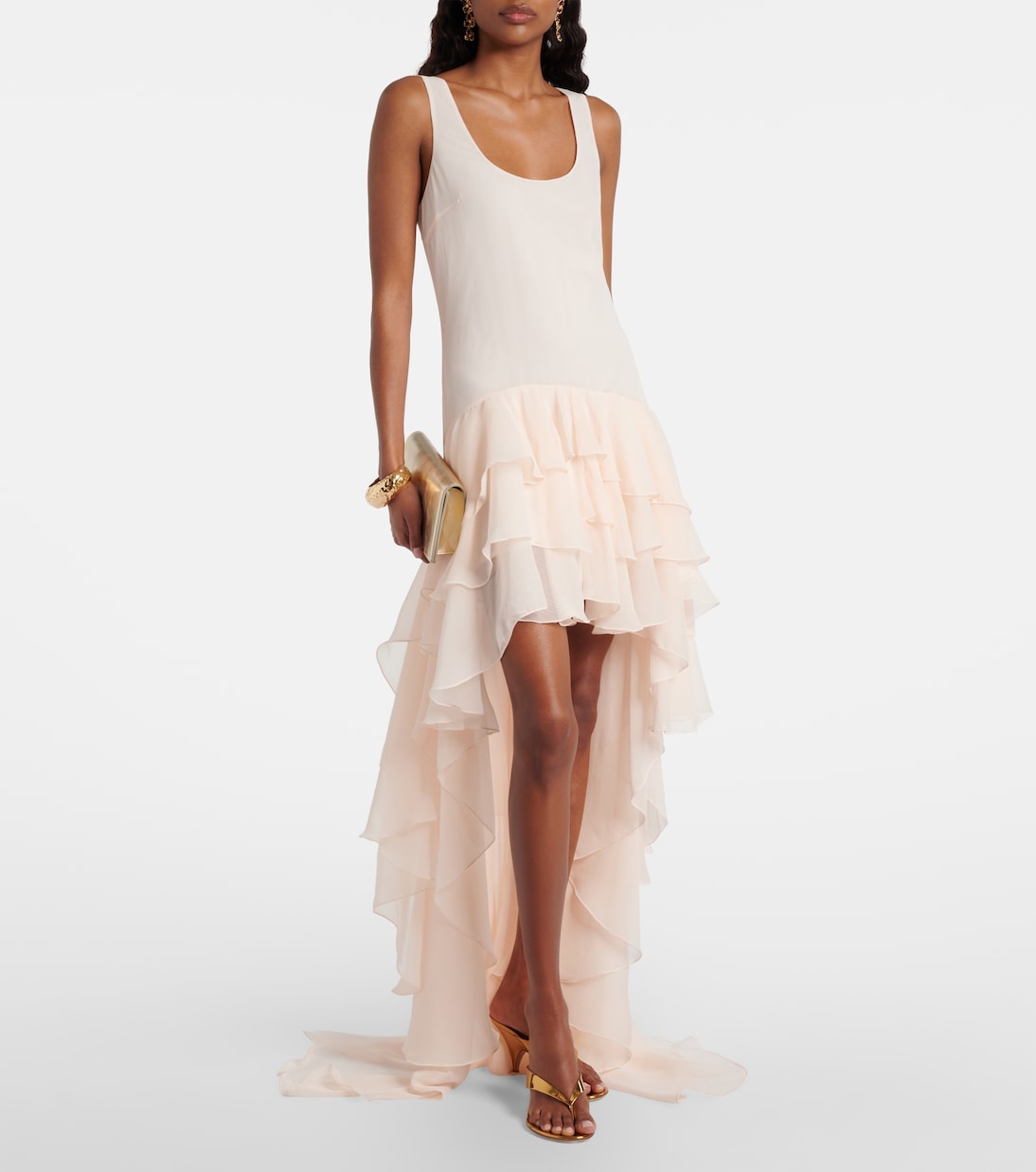 Asymmetric ruffled chiffon maxi dress | Rotate