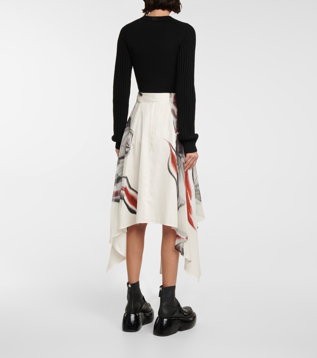 Falda midi organza y algodón estampada | JW Anderson