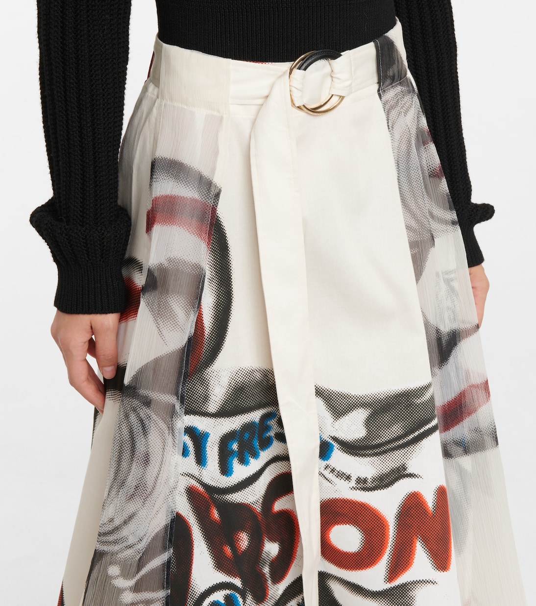 Falda midi organza y algodón estampada | JW Anderson