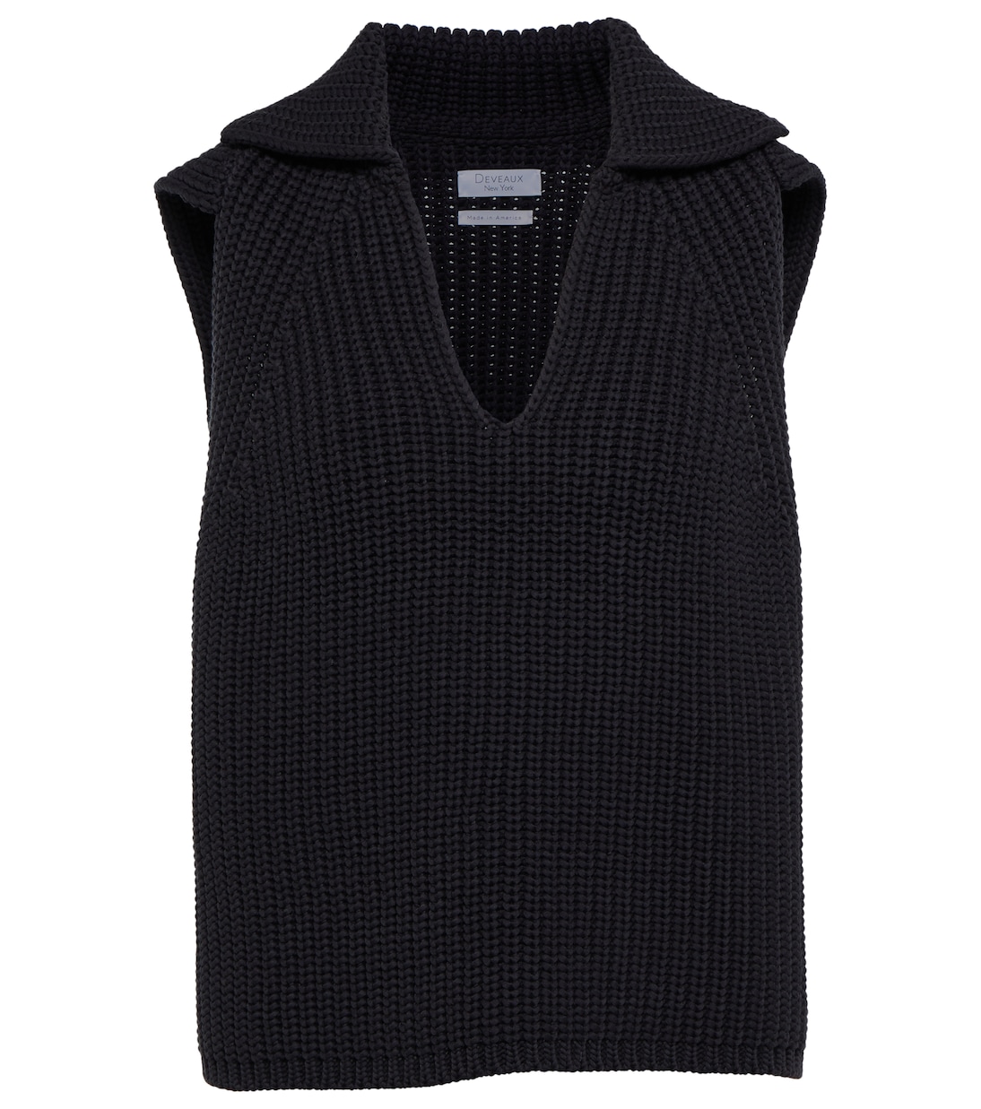 Ribbed-knit cotton-blend sweater vest | Deveaux New York