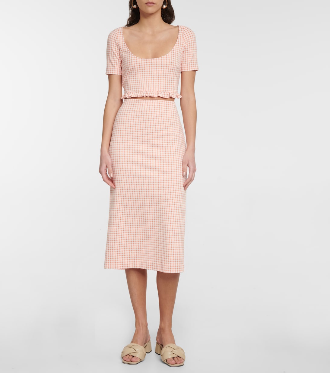 Jupe crayon à carreaux vichy | Miu Miu