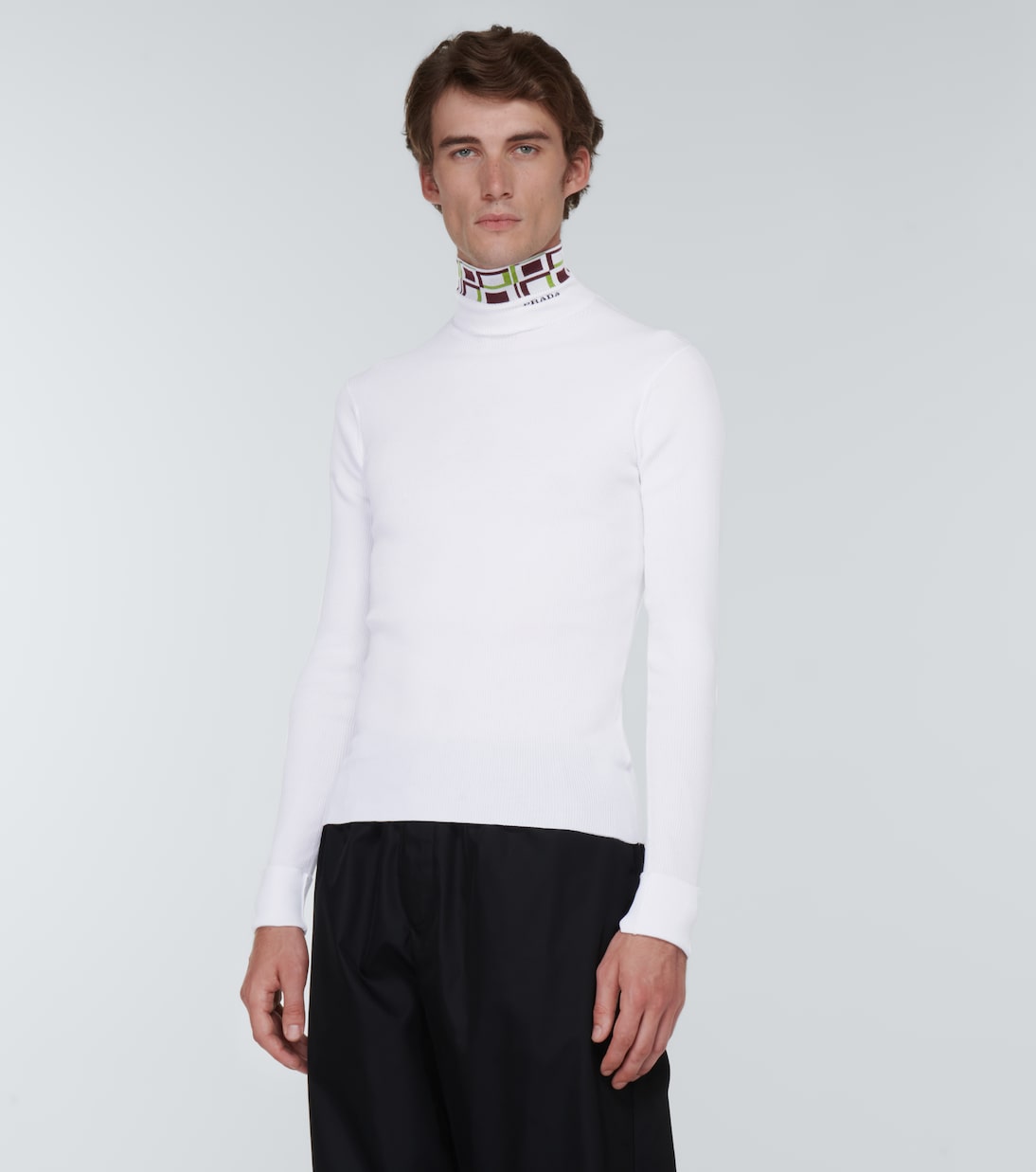 Pull à col montant en coton | Prada