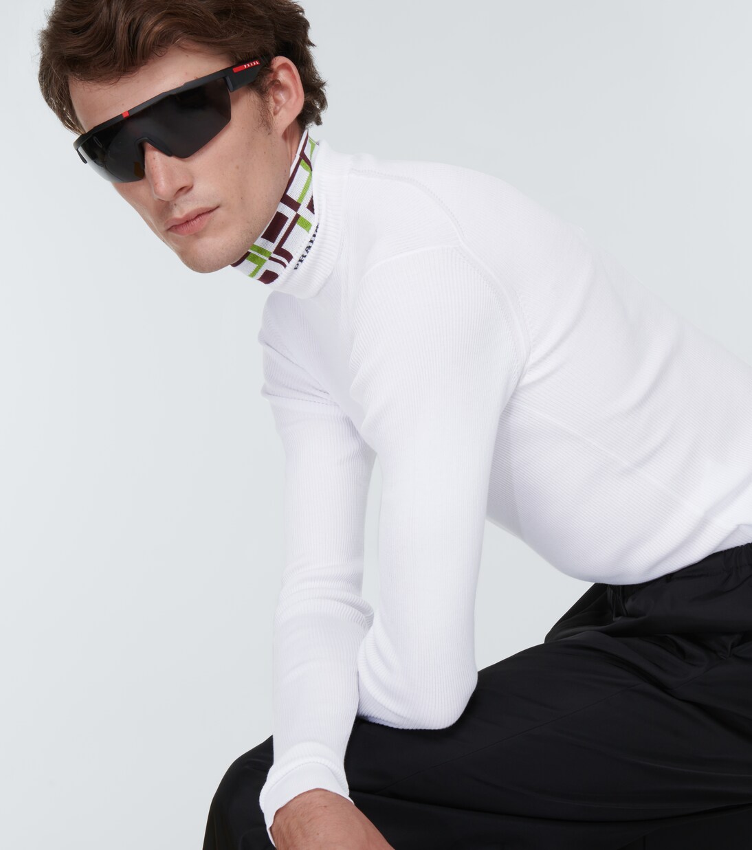 Pull à col montant en coton | Prada