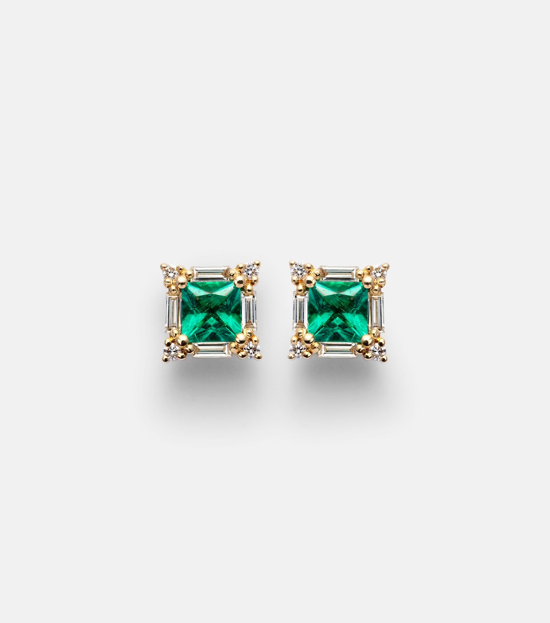 Boucles d’oreilles en or 18 cts, émeraudes et diamants | Suzanne Kalan