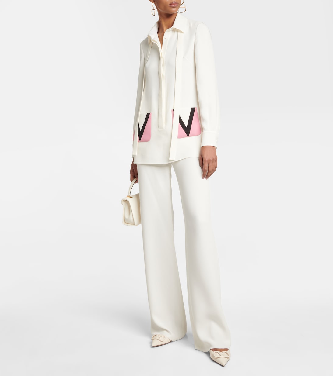 Tie-neck silk shirt | Valentino