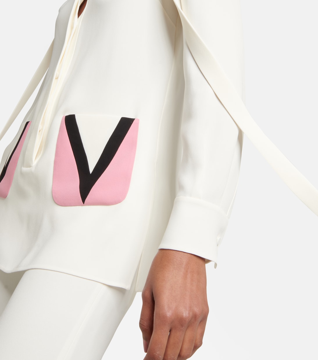 Tie-neck silk shirt | Valentino