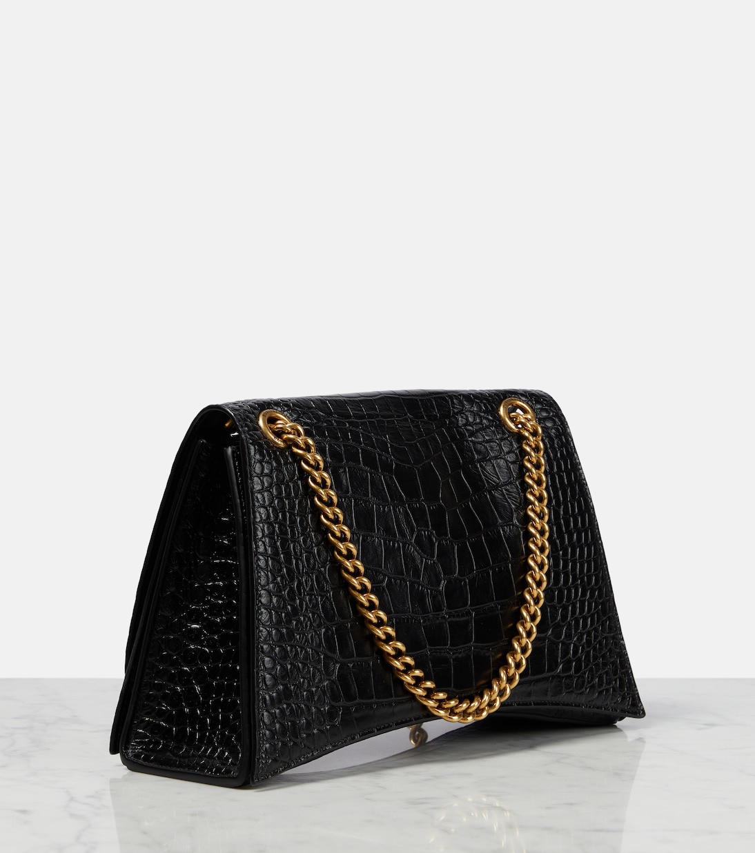 Crush Medium croc-effect leather shoulder bag | Balenciaga