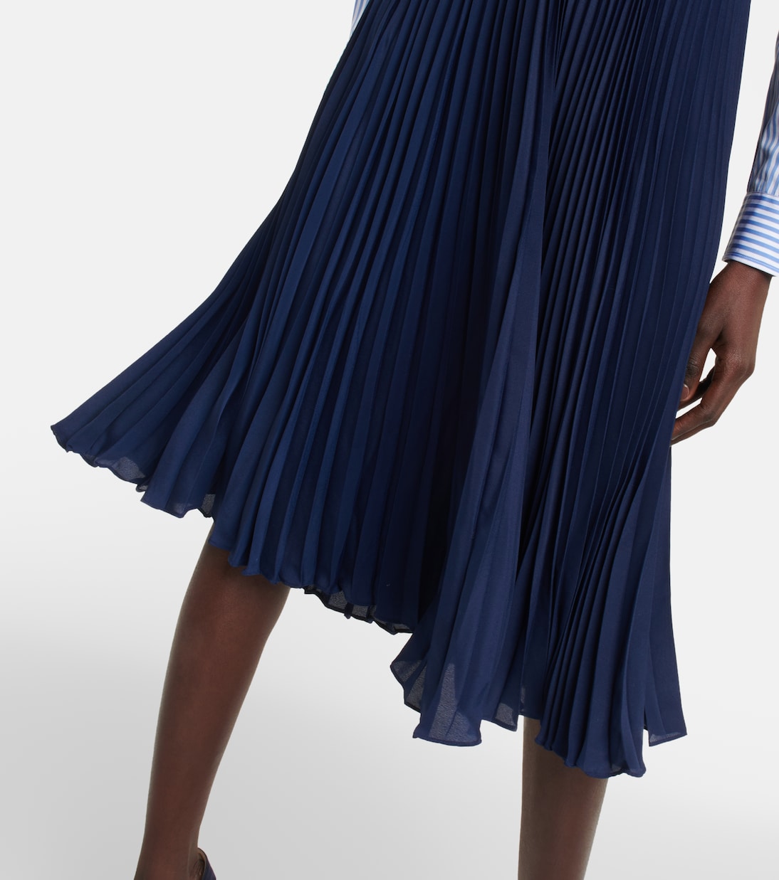 Pleated georgette midi skirt in blue Polo Ralph Lauren Mytheresa
