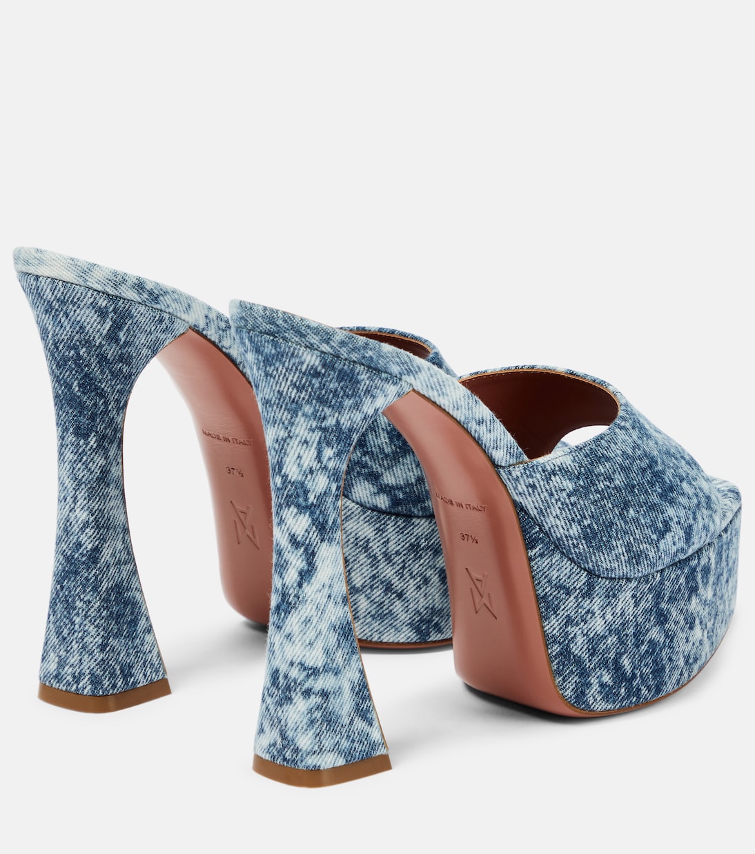 Mules con plataforma Dalida en denim | Amina Muaddi