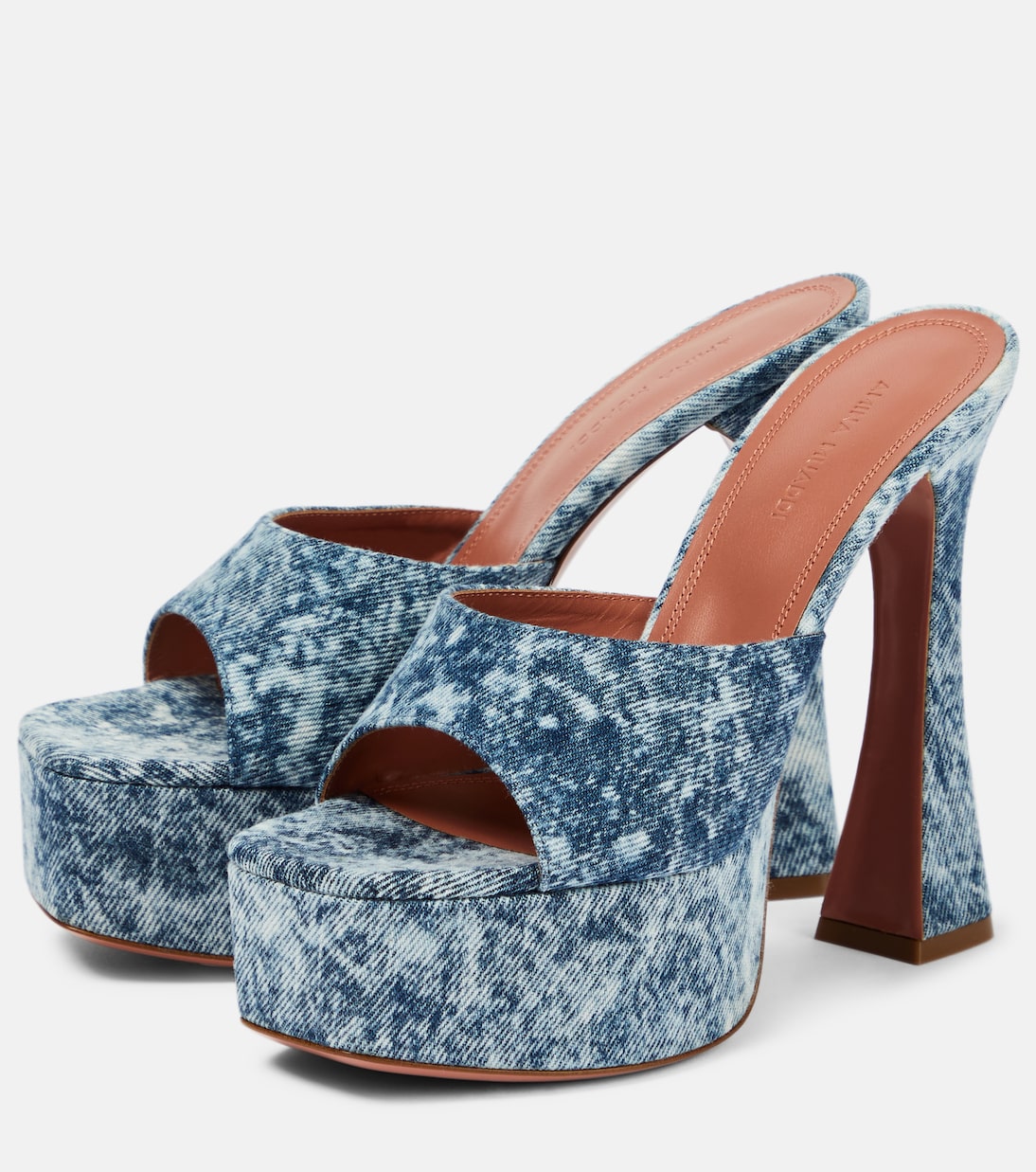 Mules con plataforma Dalida en denim | Amina Muaddi