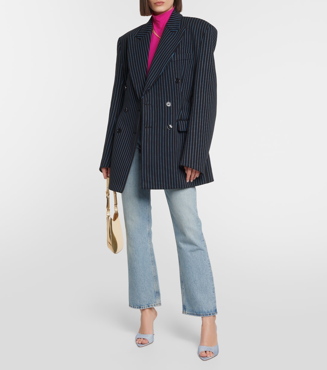 Pantoletten Perni 04 Uni aus Denim | Gia Borghini