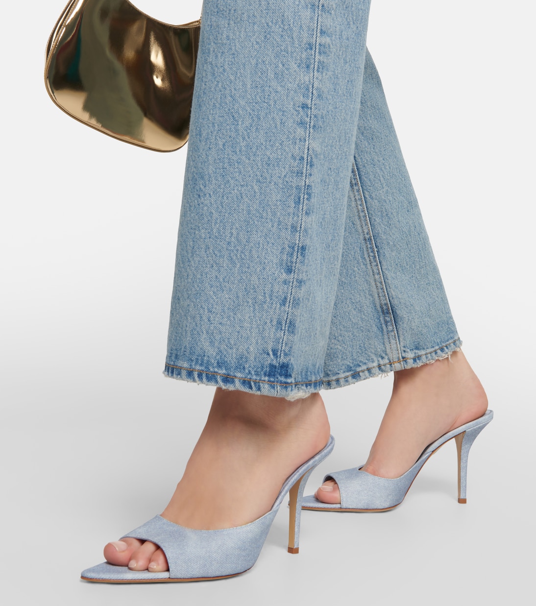 Pantoletten Perni 04 Uni aus Denim | Gia Borghini