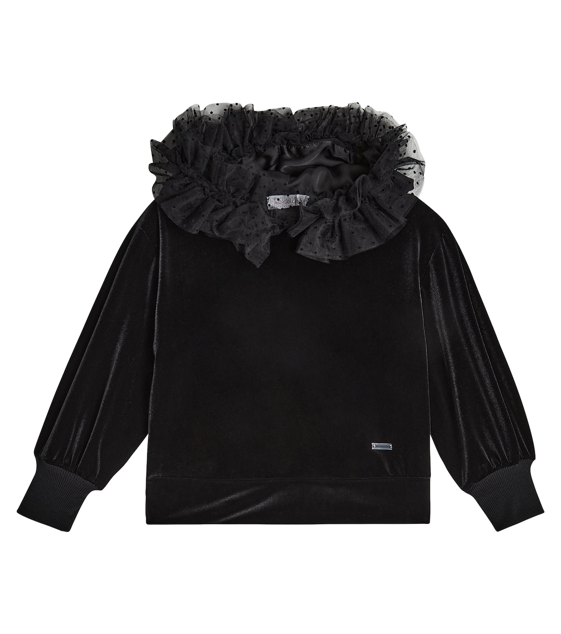 Sudadera con capucha de terciopelo y tul | Monnalisa