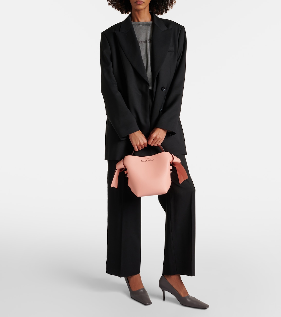 Musubi Mini leather shoulder bag in pink - Acne Studios