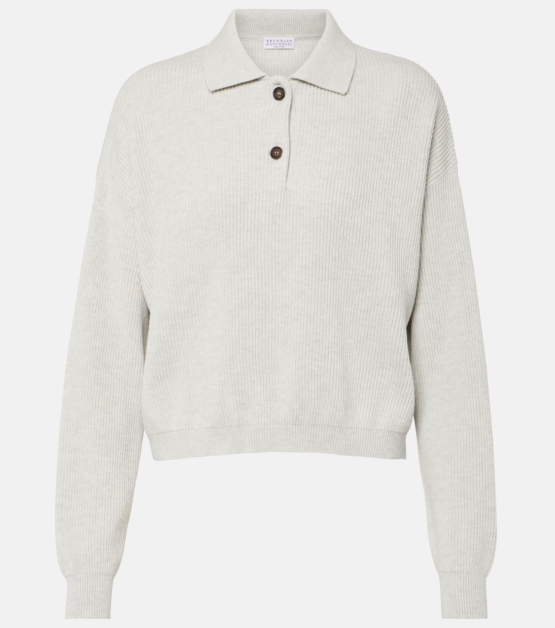 Pullover in cotone a coste | Brunello Cucinelli