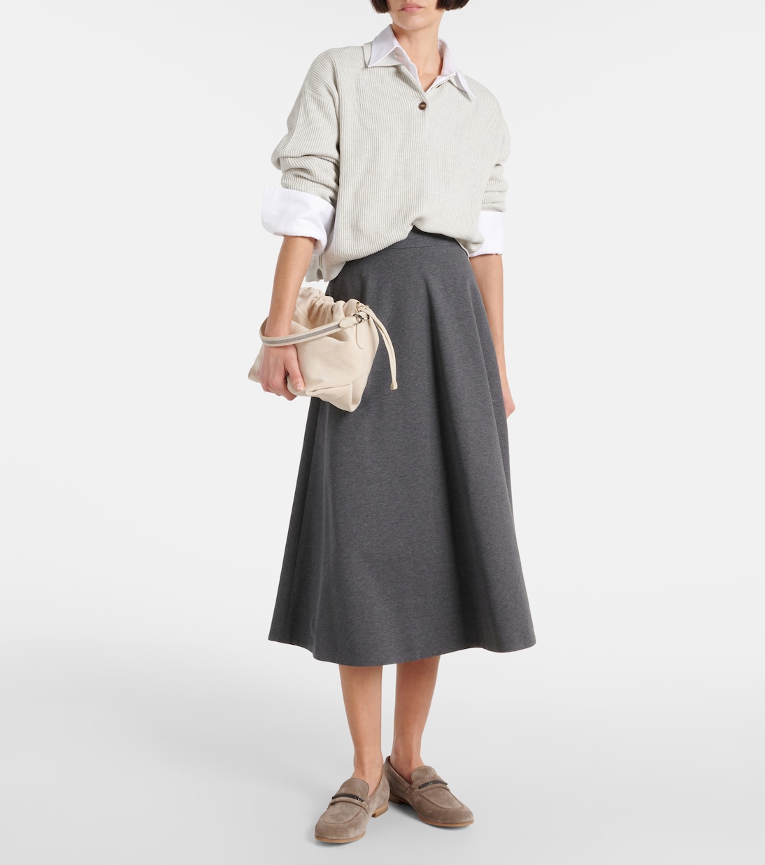 Pullover in cotone a coste | Brunello Cucinelli