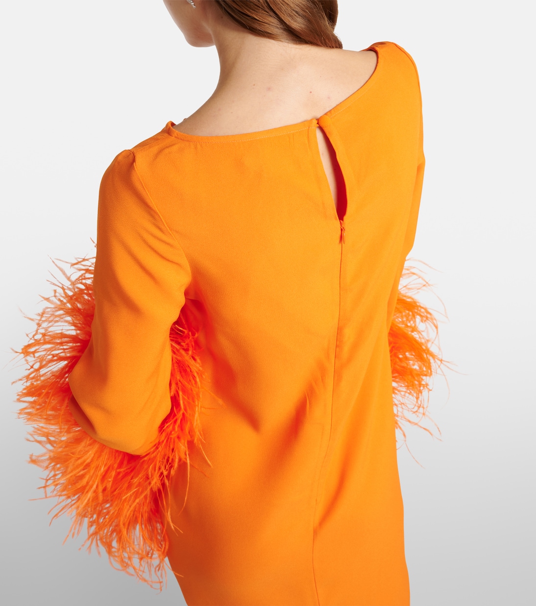 Midikleid Del Lago aus Cady mit Federn in Orange Taller Marmo Mytheresa