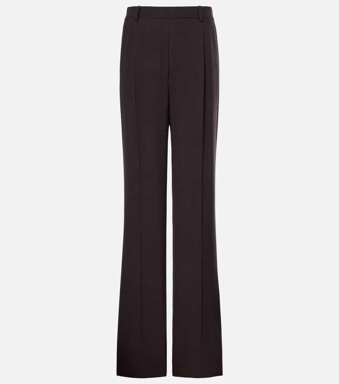 Pantalones Rectos de Seda Crêpe de Tiro Alto Saint Laurent para Jóvenes Modernos