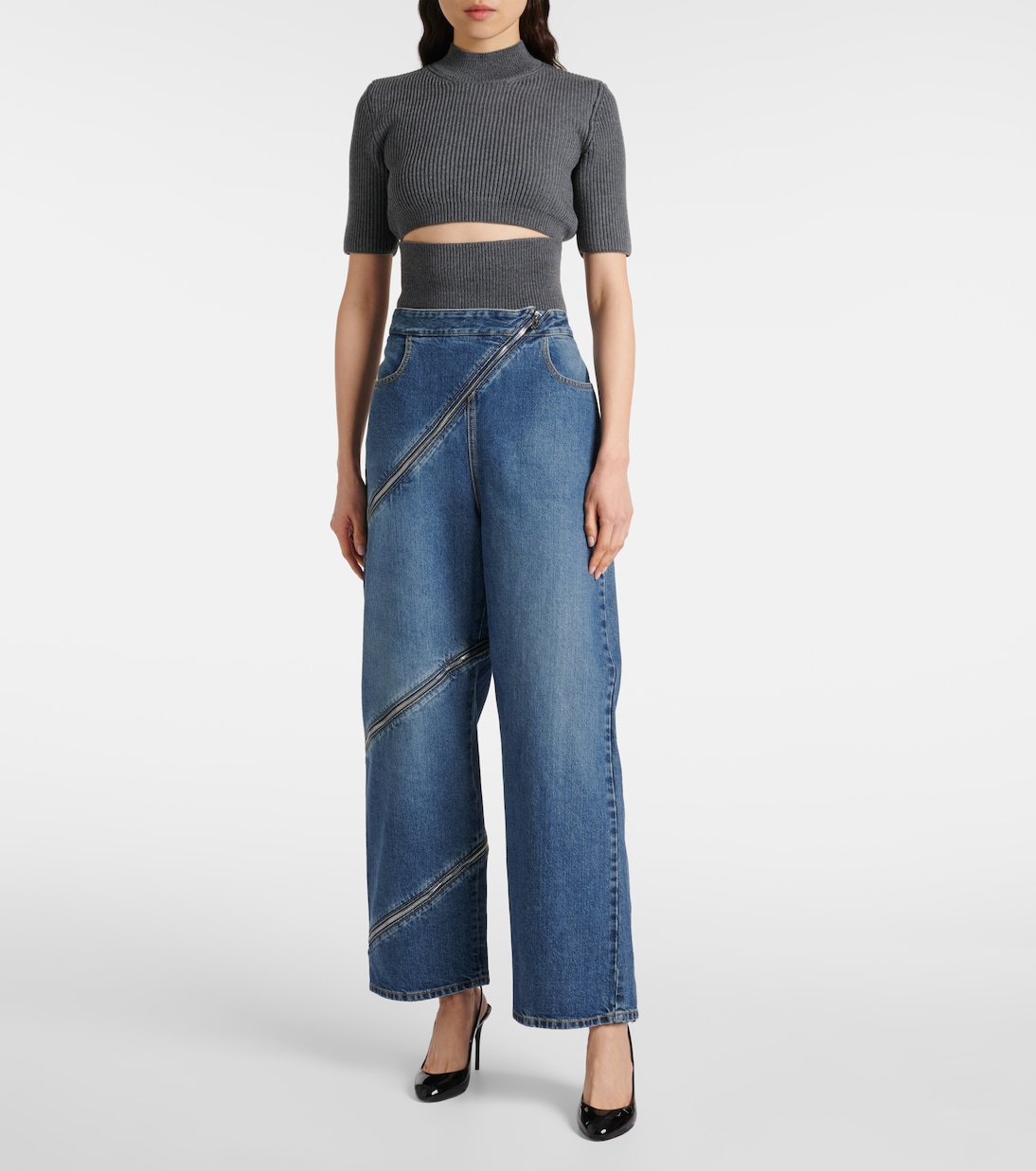 Top in misto lana a coste con cut-out | Alaïa