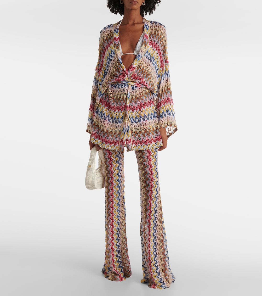 Cárdigan envolvente de croché en zigzag | Missoni