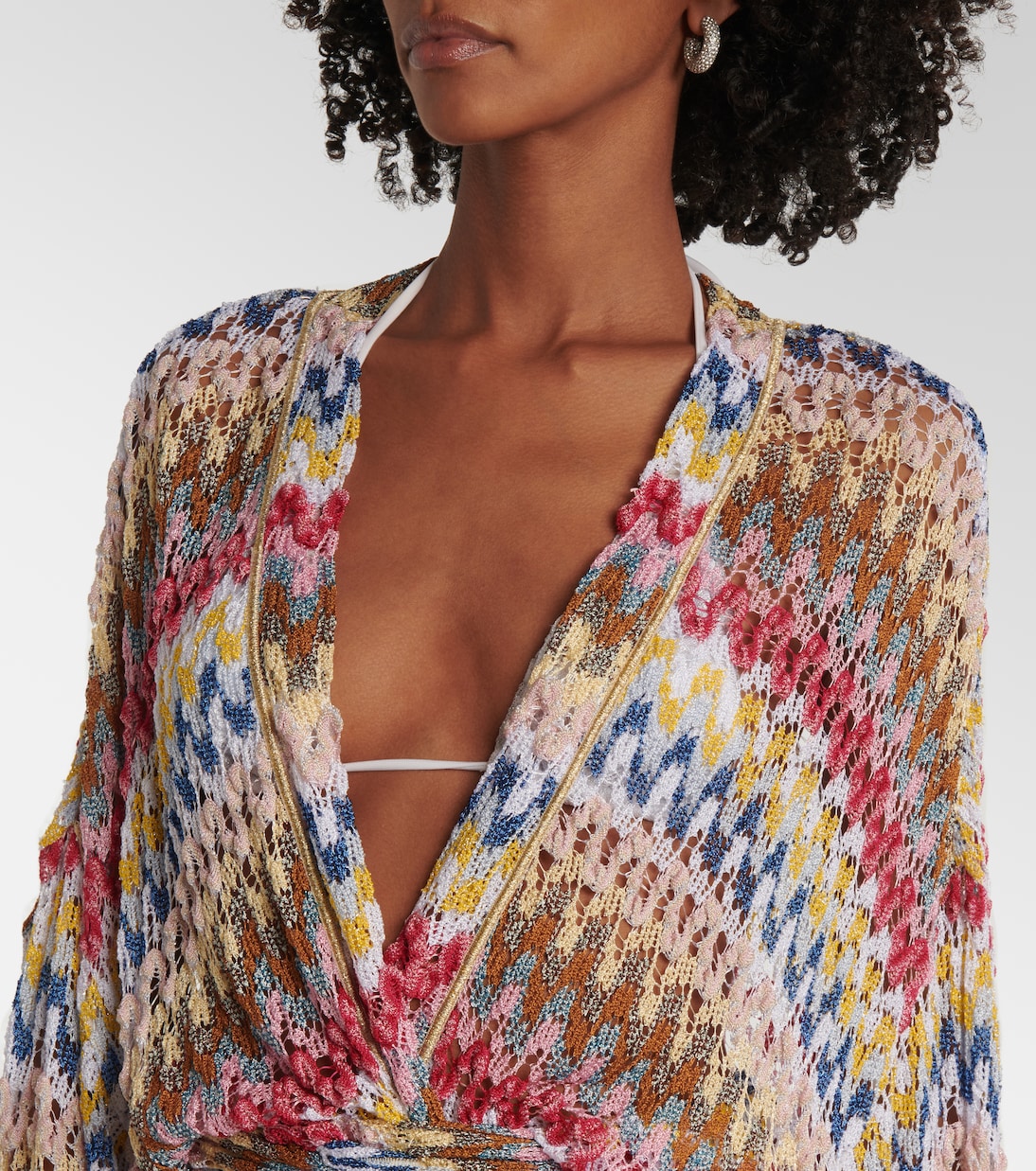 Cárdigan envolvente de croché en zigzag | Missoni