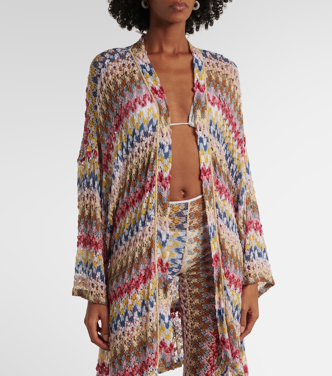 Cárdigan envolvente de croché en zigzag | Missoni