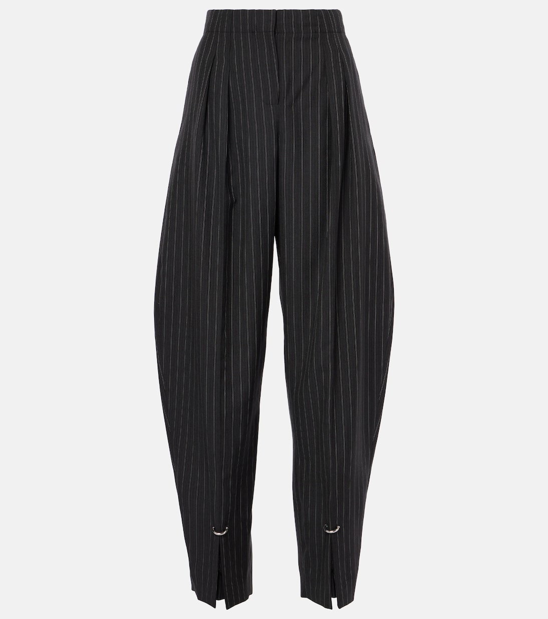 Pantalon barrel rayé en laine mélangée | Mugler