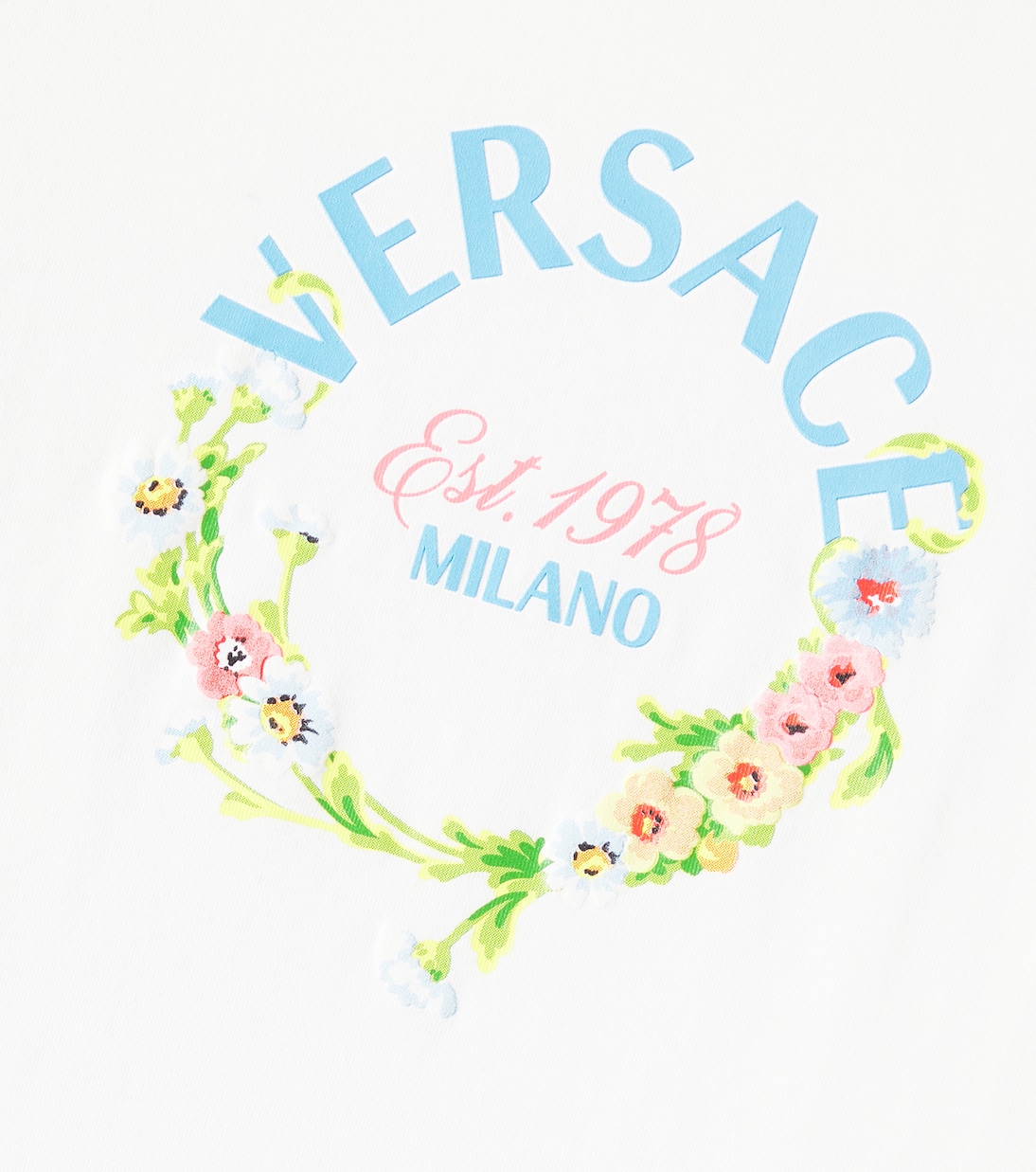 تيشيرت من القطن الجيرسيه بطبعات الورود ولوغو | Versace Kids