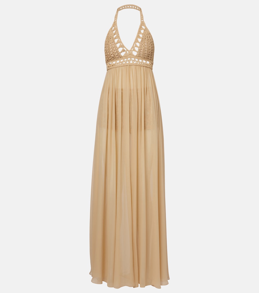 Crochet cotton and silk maxi dress | Elie Saab