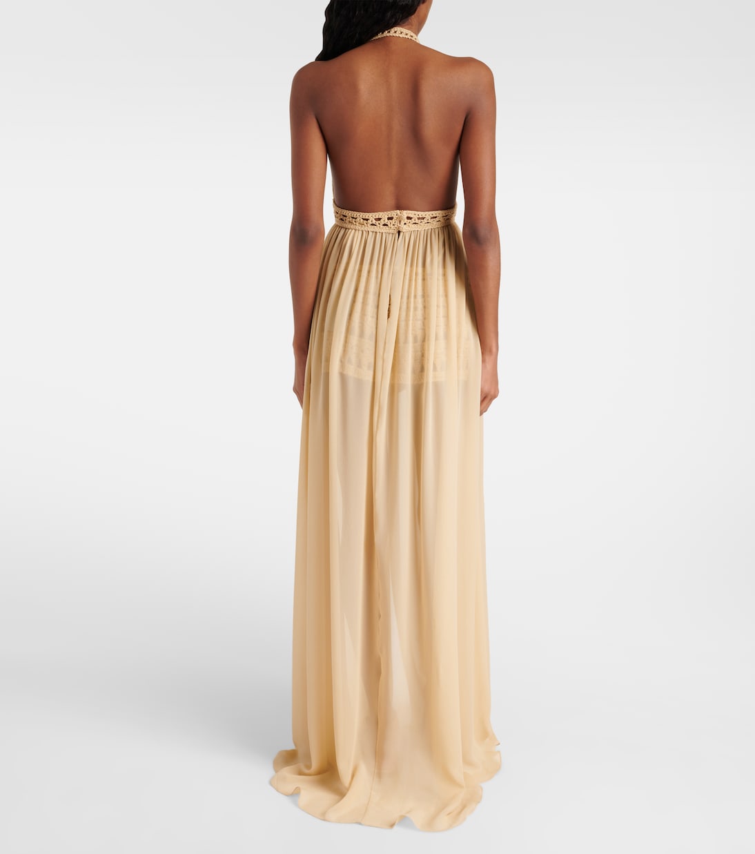 Crochet cotton and silk maxi dress | Elie Saab