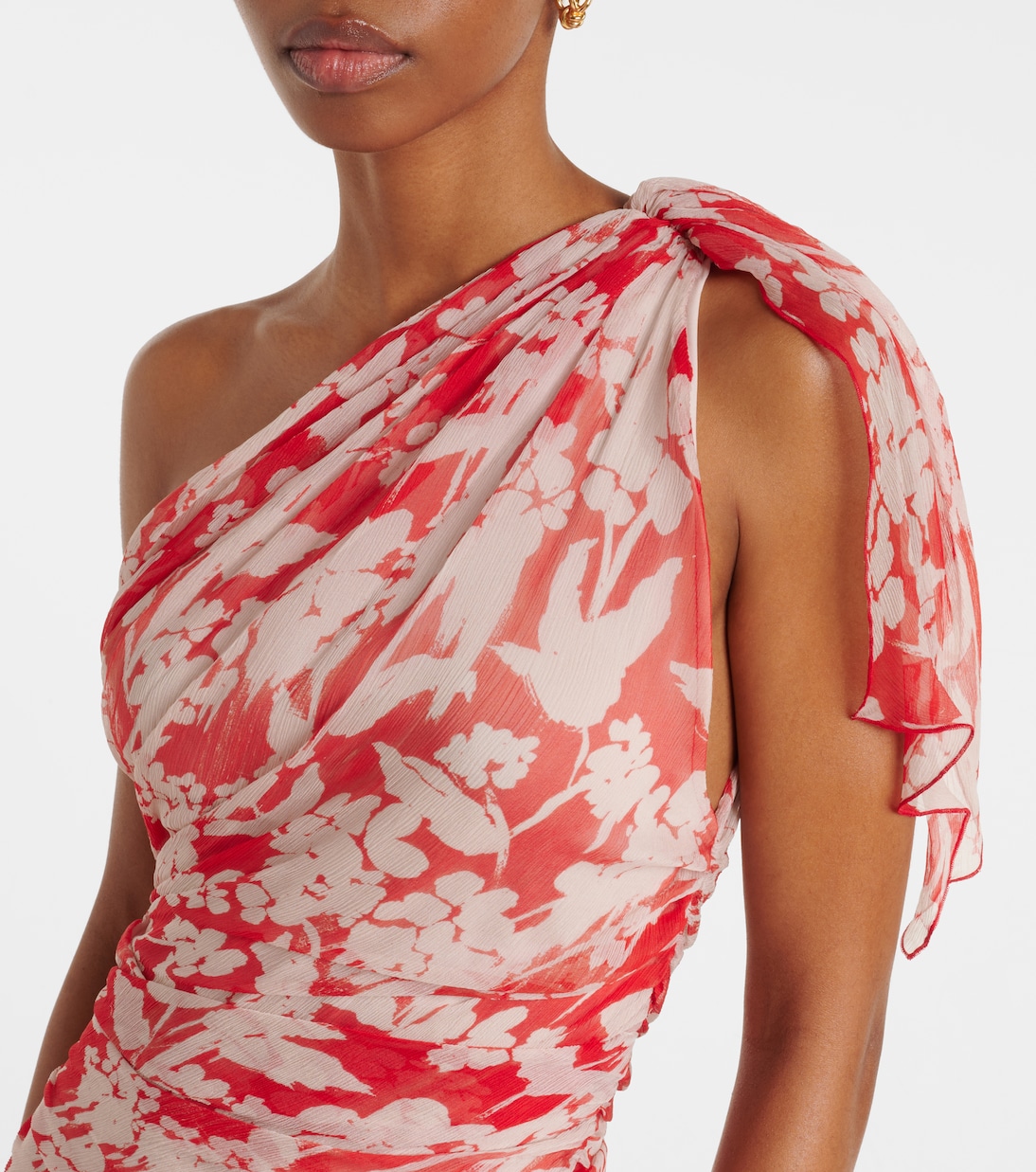 Abito lungo in seta con stampa floreale | Victoria Beckham