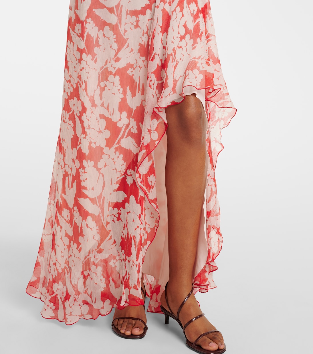 Abito lungo in seta con stampa floreale | Victoria Beckham