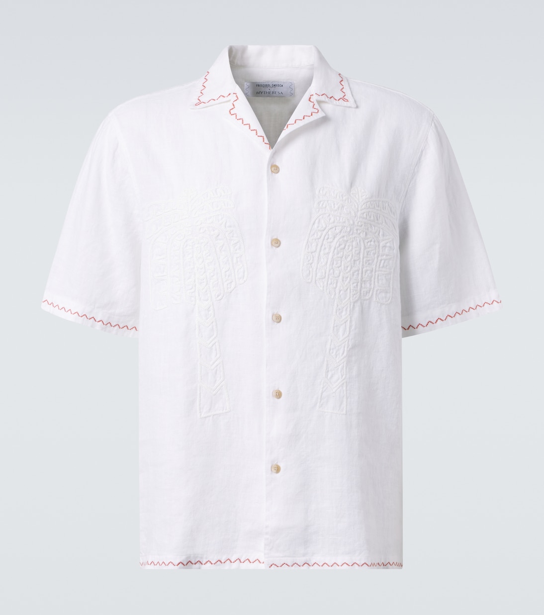 Camicia da bowling Flavio in lino con ricamo | Frescobol Carioca