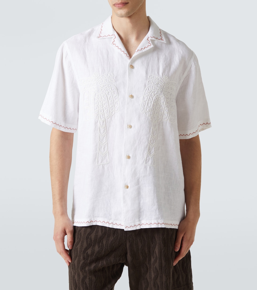 Camicia da bowling Flavio in lino con ricamo | Frescobol Carioca