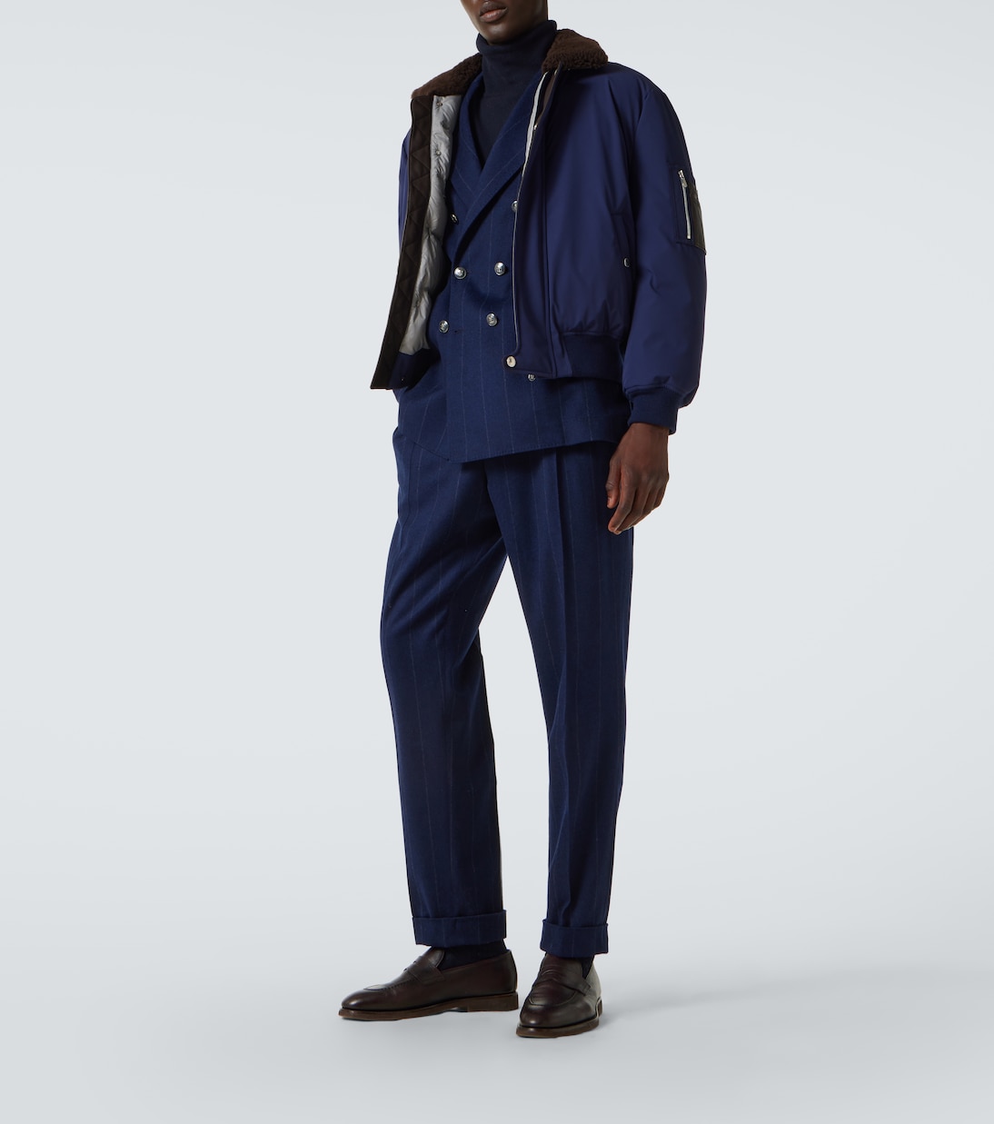Shearling-trimmed bomber jacket | Brunello Cucinelli