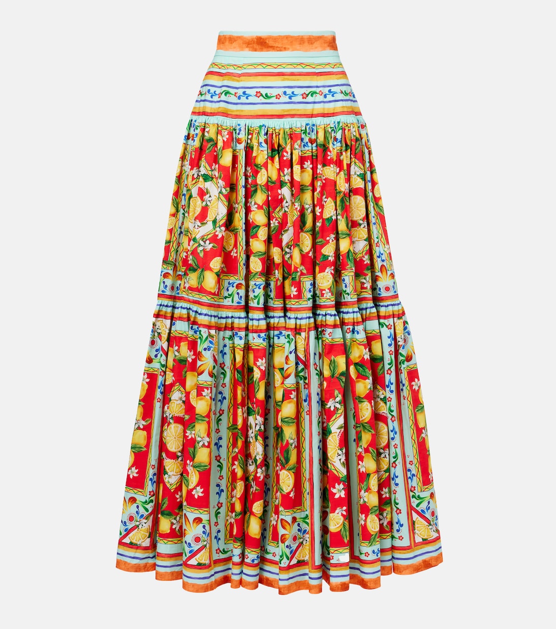 Jupe longue Taormina imprimée en coton | Dolce&Gabbana