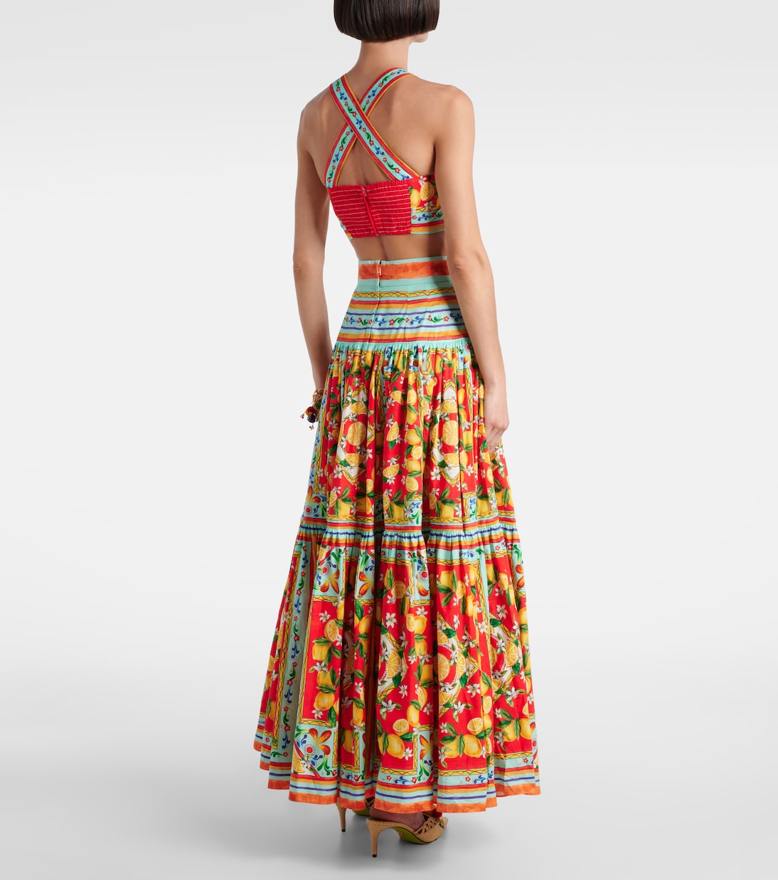 Jupe longue Taormina imprimée en coton | Dolce&Gabbana