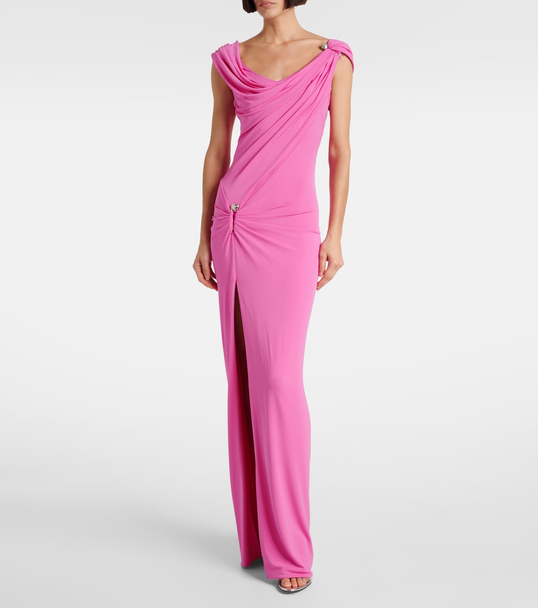 Safety Pin draped gown | Versace