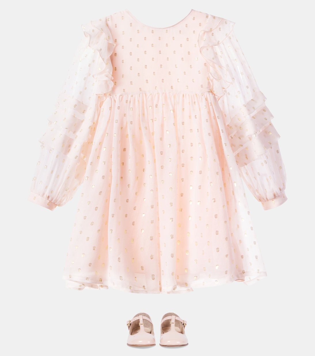 Polka-dot ruffled silk-blend dress | Chloé Kids