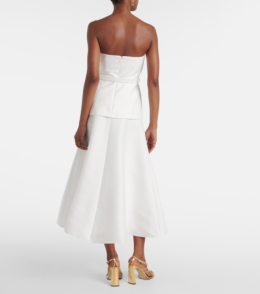 Bridal strapless taffeta midi dress | Self-Portrait