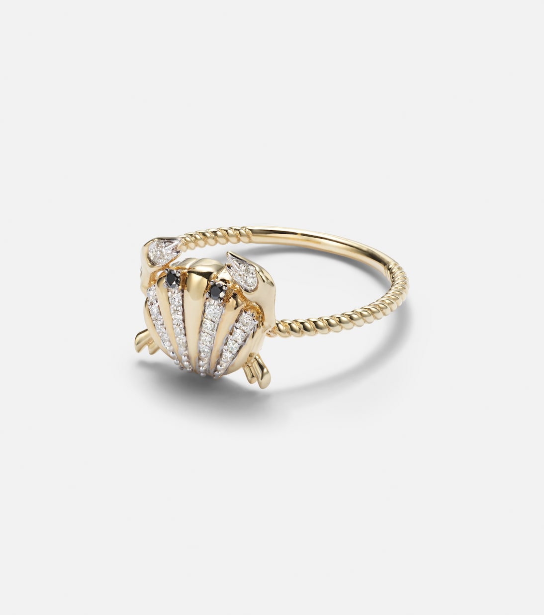 Crabe Coquillage Mini 9kt gold ring with diamonds | Yvonne Léon