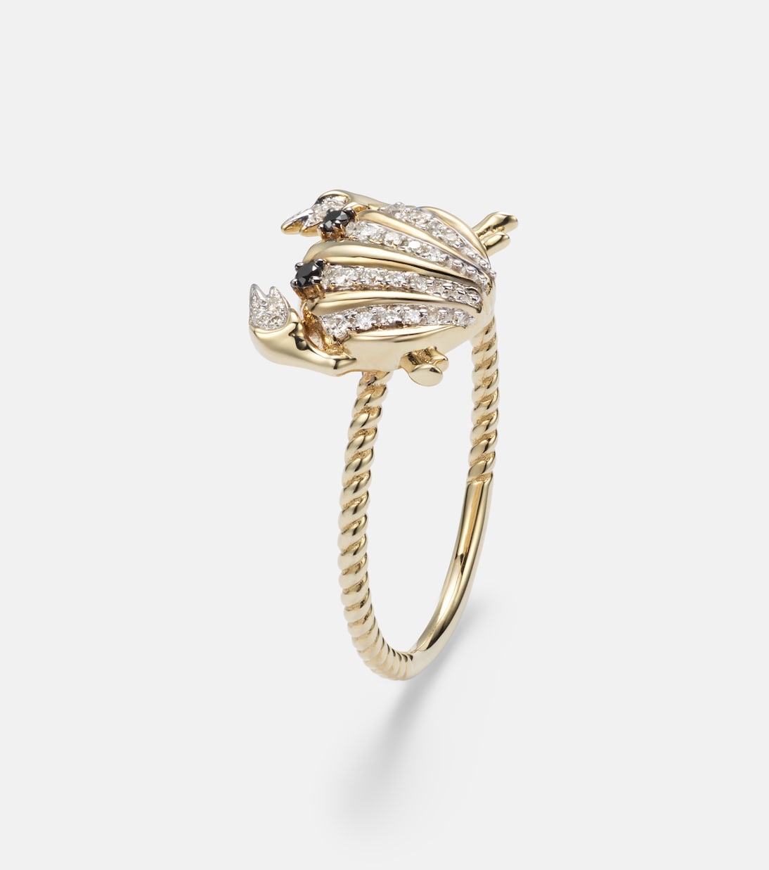 Crabe Coquillage Mini 9kt gold ring with diamonds | Yvonne Léon
