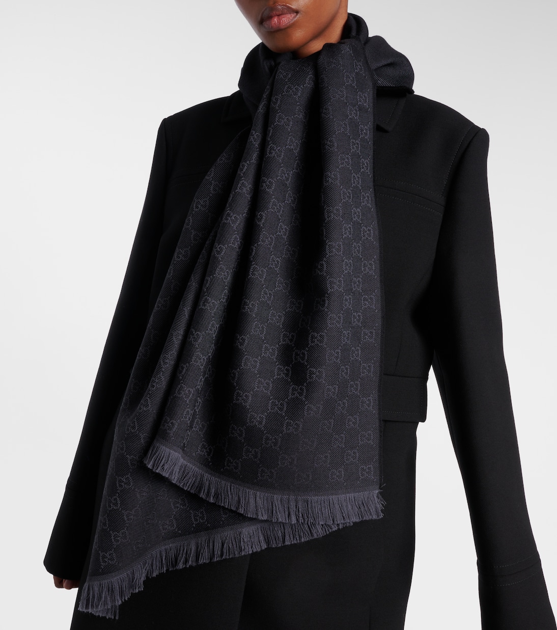GG wool jacquard scarf  | Gucci