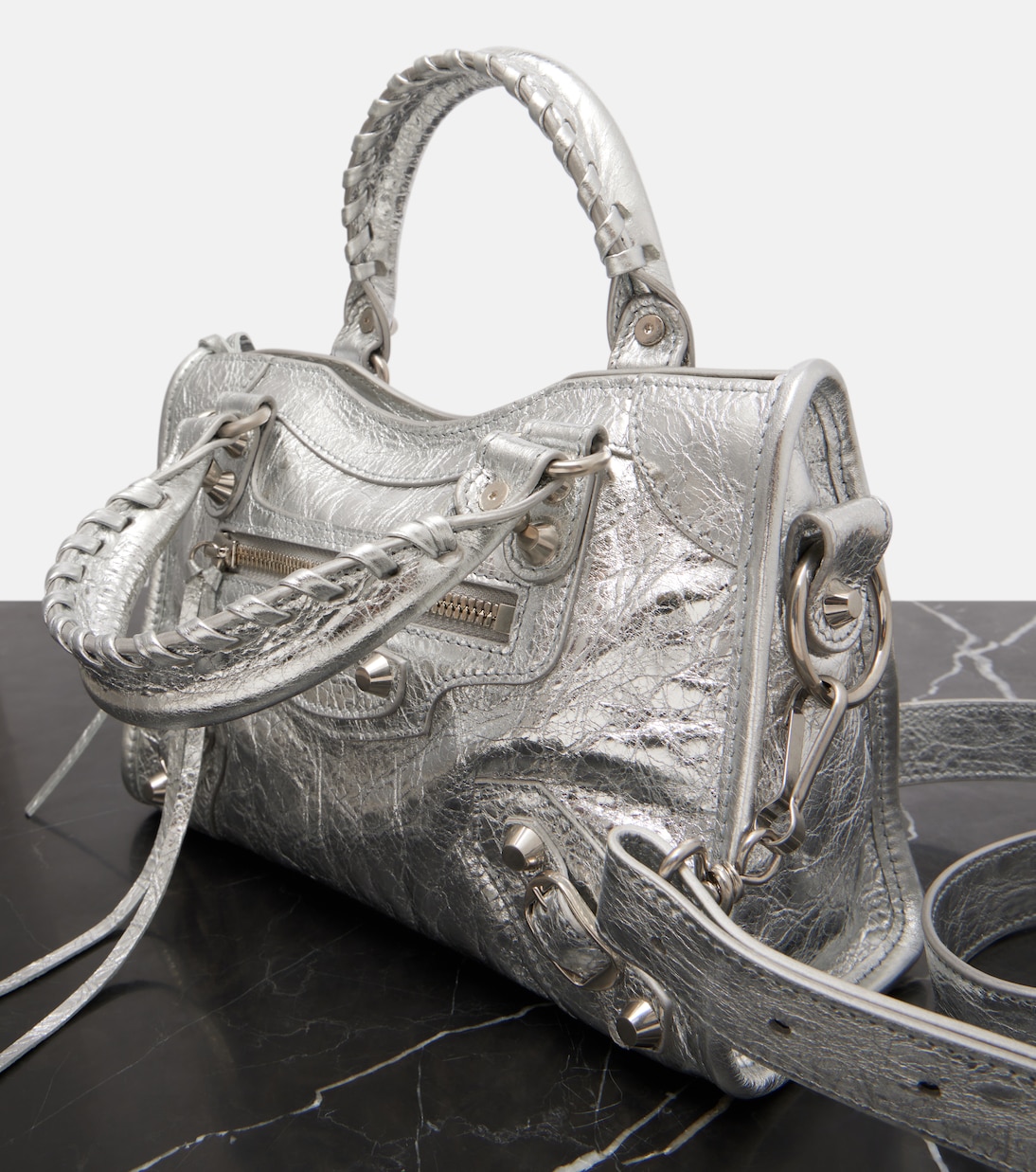 Le City Mini metallic leather shoulder bag | Balenciaga