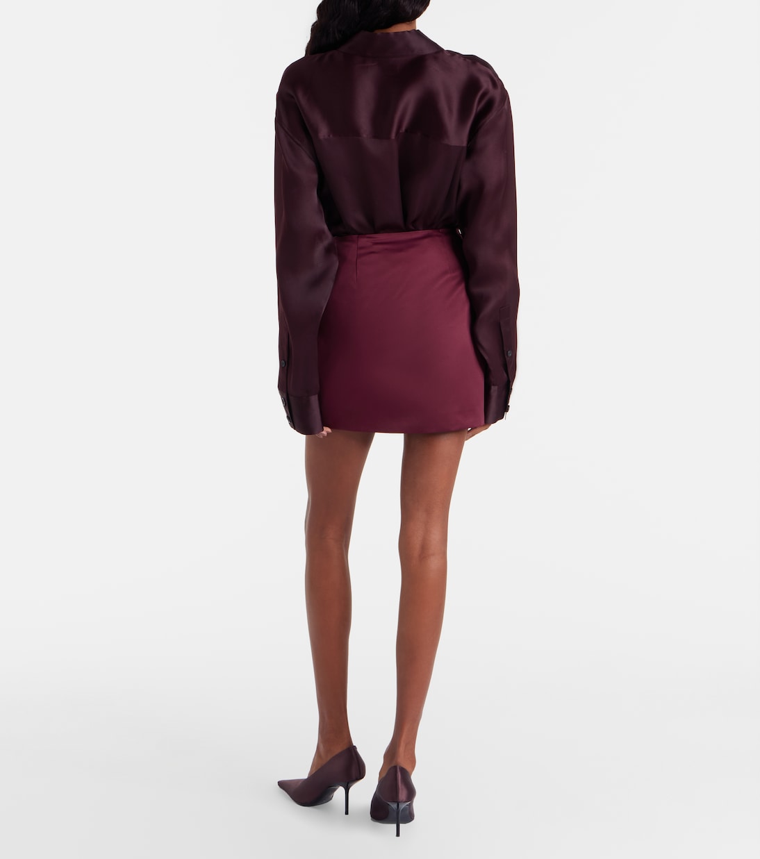 Floral-appliqué satin miniskirt | Rotate
