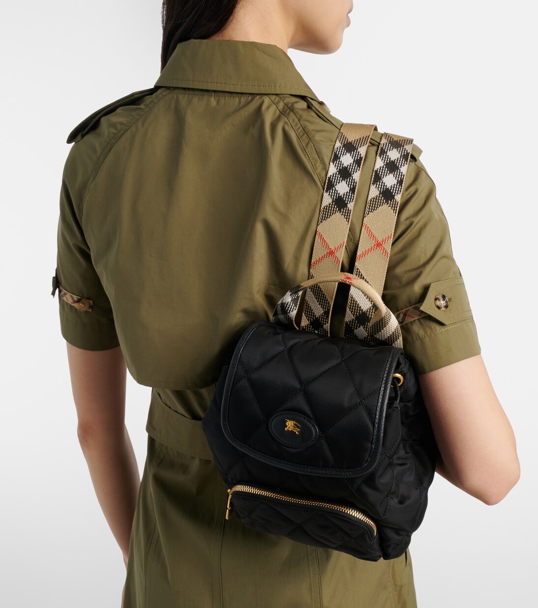 Mini leather-trimmed backpack | Burberry