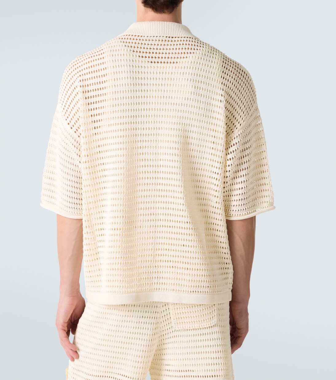 Crochet floral-appliqué open-knit shirt | Commas