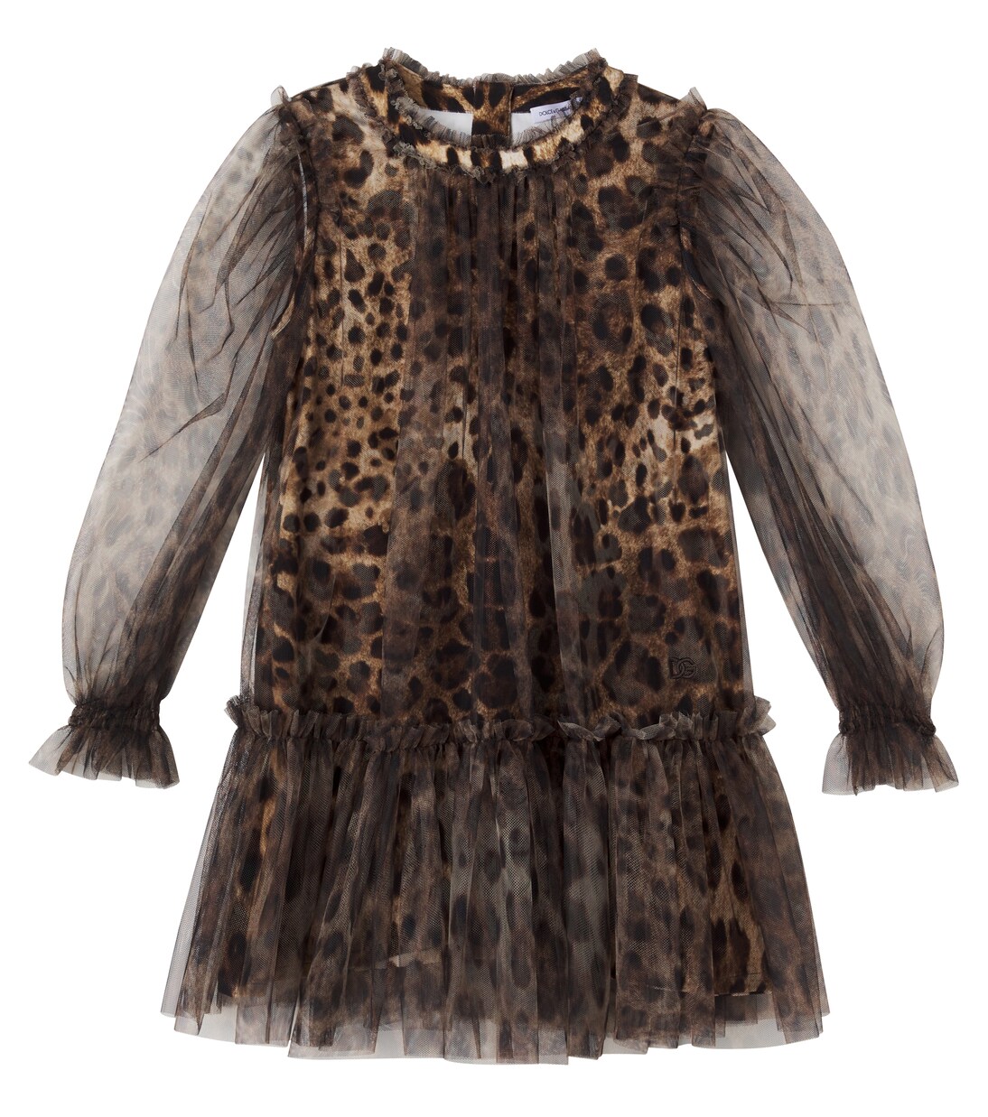 Leopard-print ruffled tulle dress | Dolce&Gabbana Kids
