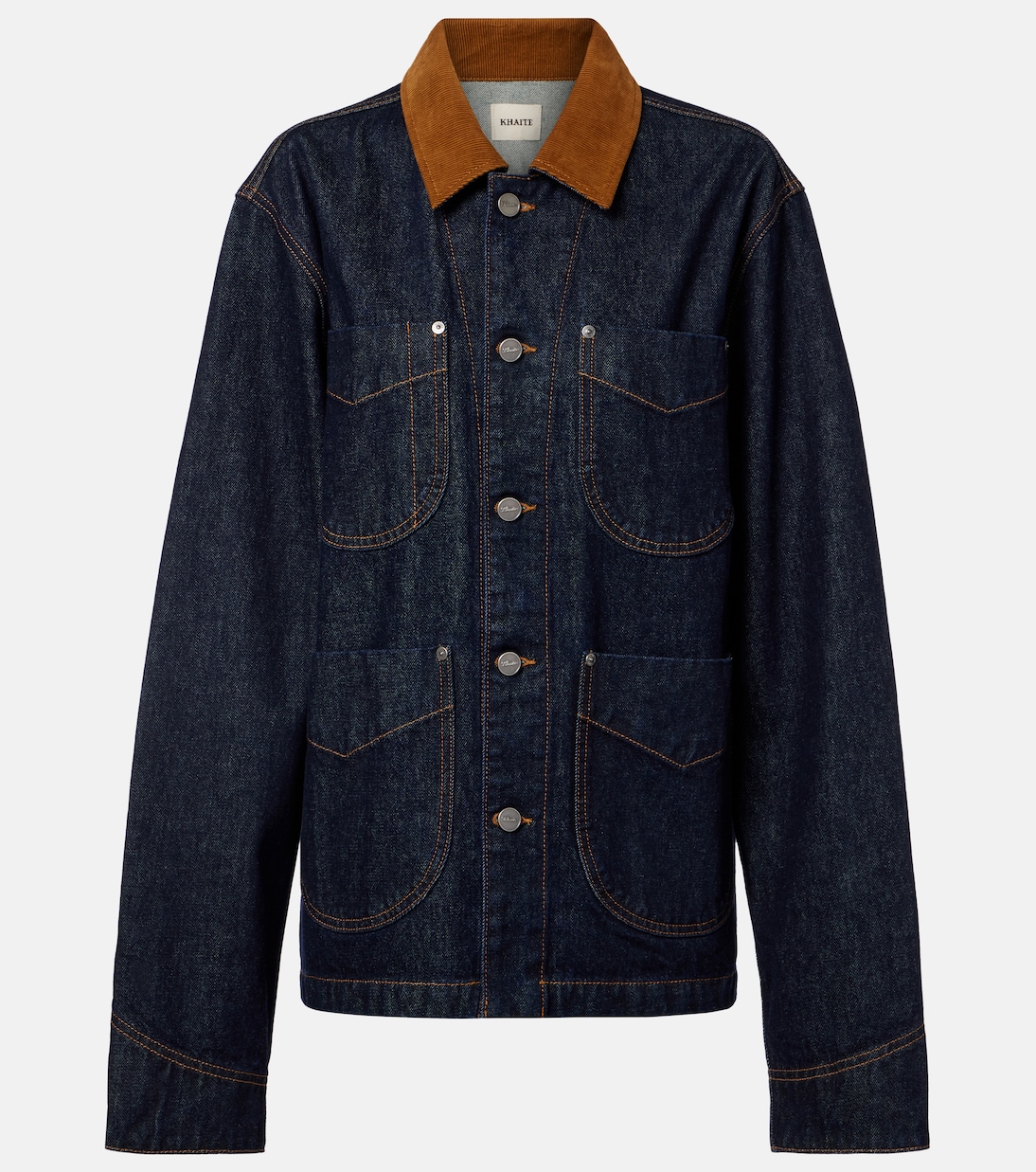 Wyatt corduroy-trimmed denim jacket | Khaite
